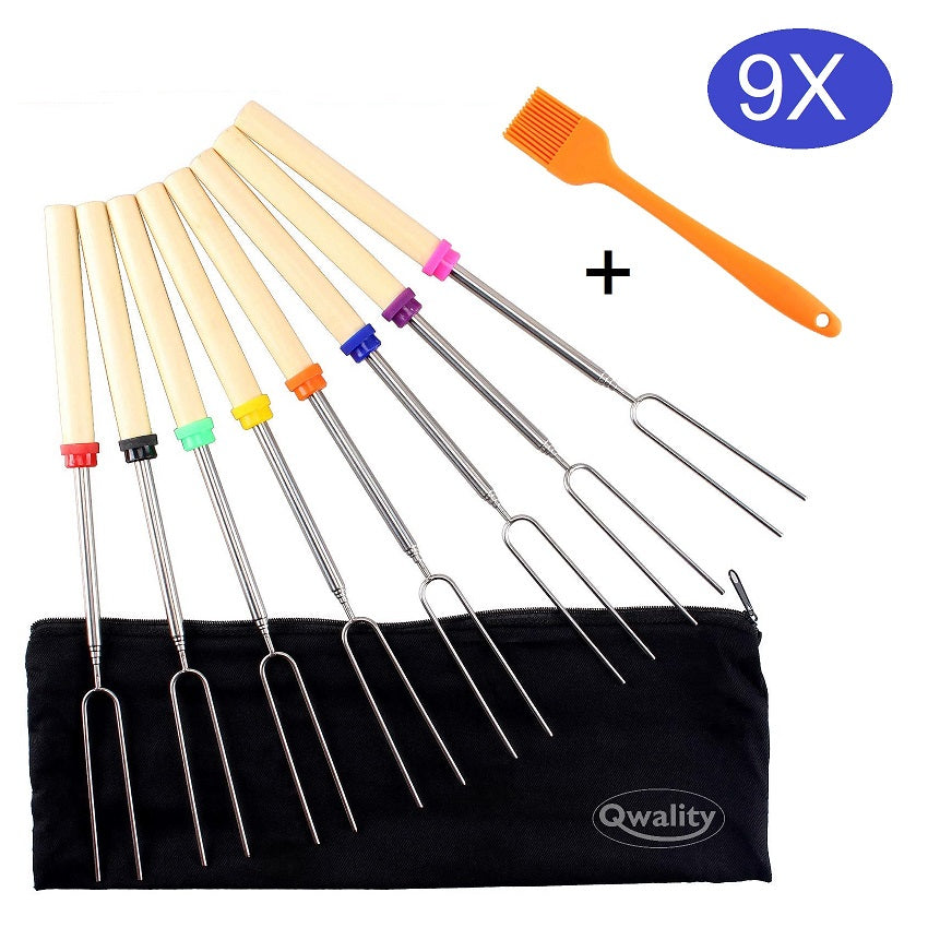 15 stuks stokbroodspiesen, marshmallow spiesen, kampvuur, telescopische grillspiesen, roestvrij staal, stokbrood, stokken met zwarte opbergtas, barbecue-sticks met houten handvat, voor camping 15 stuks stokbroodspiesen, marshmallow spiesen, kampvuur, telescopische grillspiesen, roestvrij staal, stokbrood, stokken met zwarte opbergtas, barbecue-sticks met houten handvat, voor camping