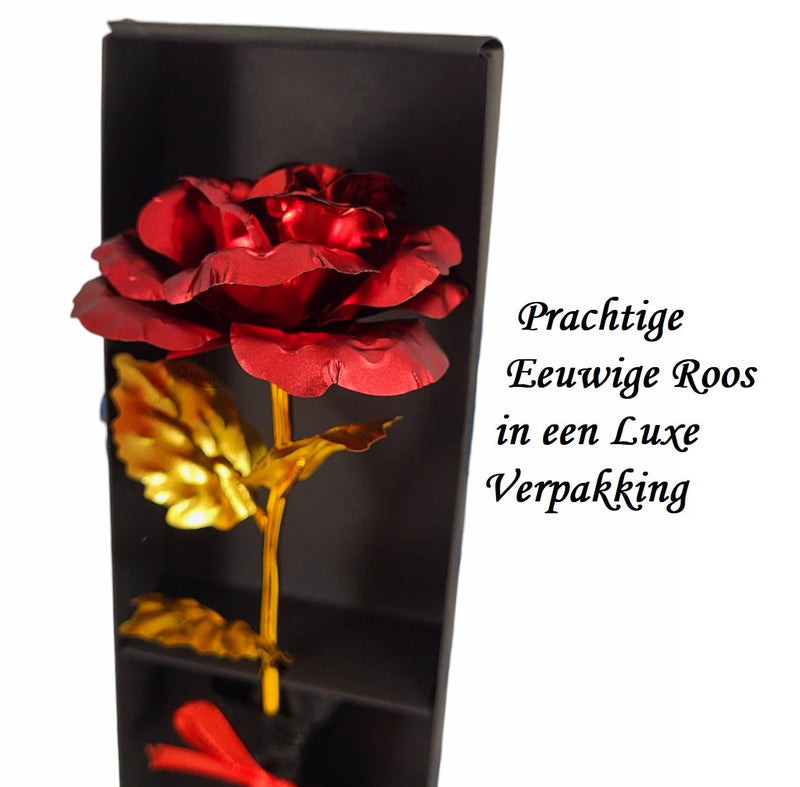 Roos Met Bladgoud Coating – Symbool Voor Eeuwige Liefde, Verpakt In Geschenkdoos, Ideaal Cadeau Voor Valentijnsdag Of Verjaardag