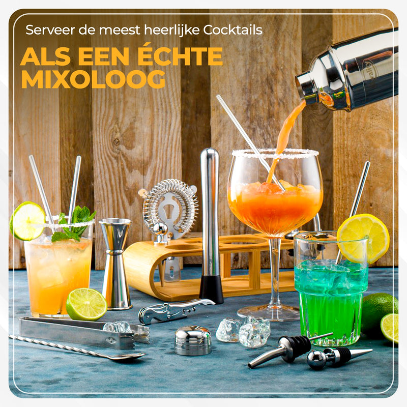 Luxe Cocktailset - Bamboe Houder - 3 Kleuren